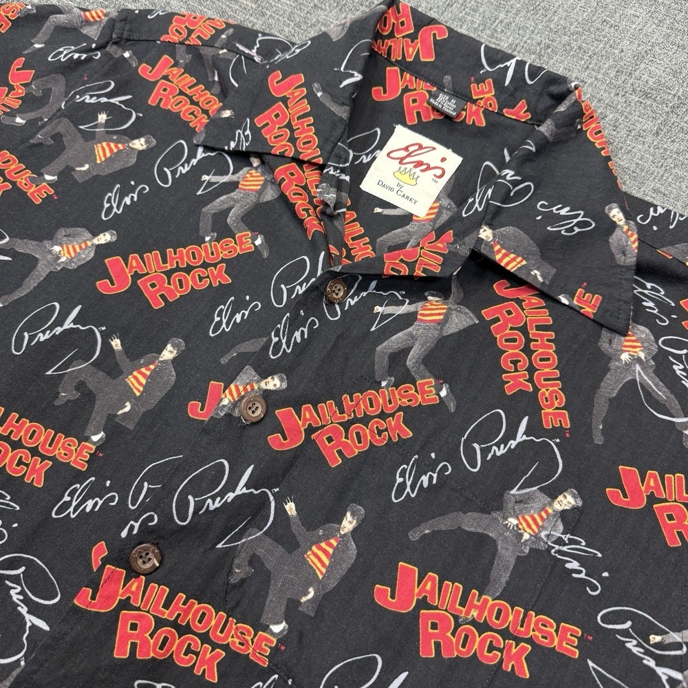 Elvis Presley Jailhouse Rock Shirt Mens M Button Up All Over Print Rockabilly